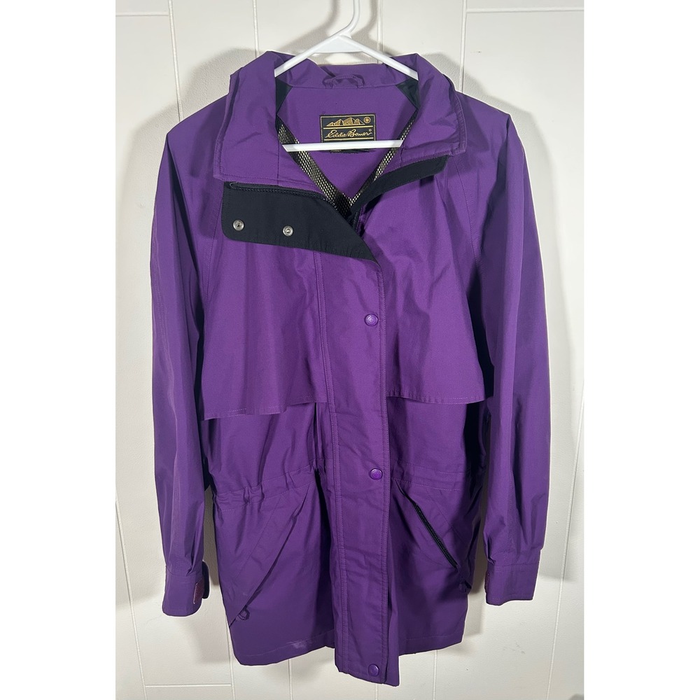 Eddie Bauer Vintage Gore-Tex Rain Jacket Purple Womens Medium Hooded Parka